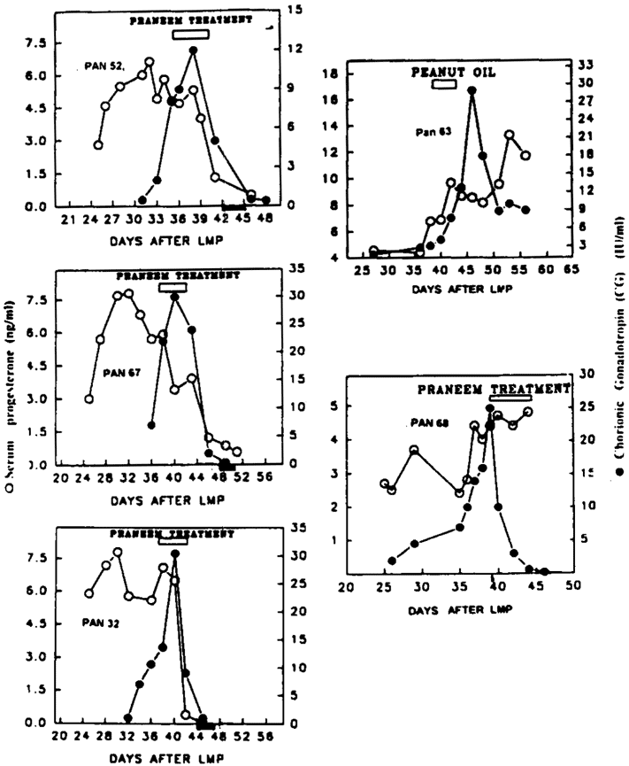 Effect of administration of neem seed extracts (Praneem) given orally in pregnant baboons